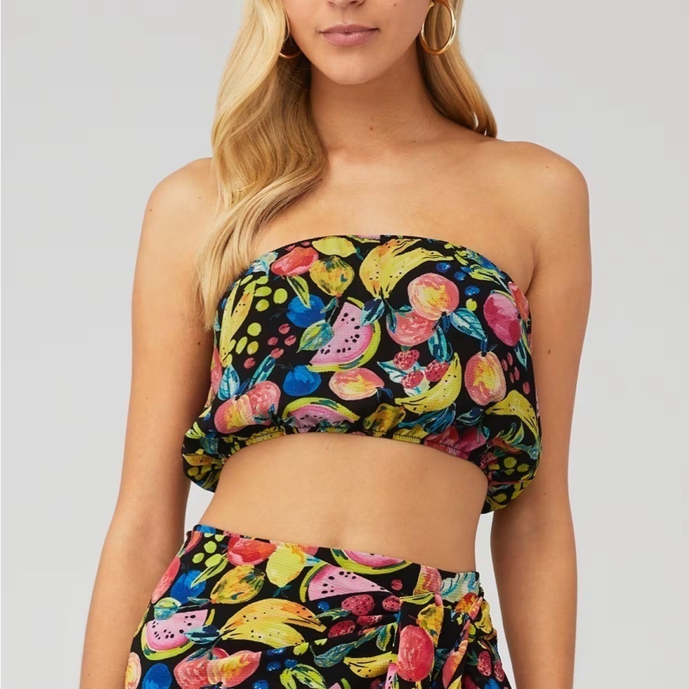 SHOW ME YOUR MUMU Teeny Tube Top Swim Crop Strapless Top in Fruit Tango Size XS